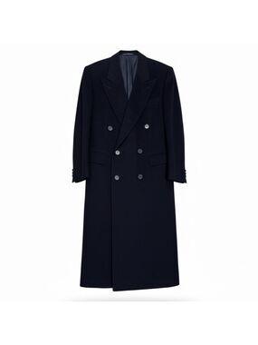 $6,000 ZEGNA Pure Cashmere Luxury Designer Business Blue Trench Pea Coat Men L